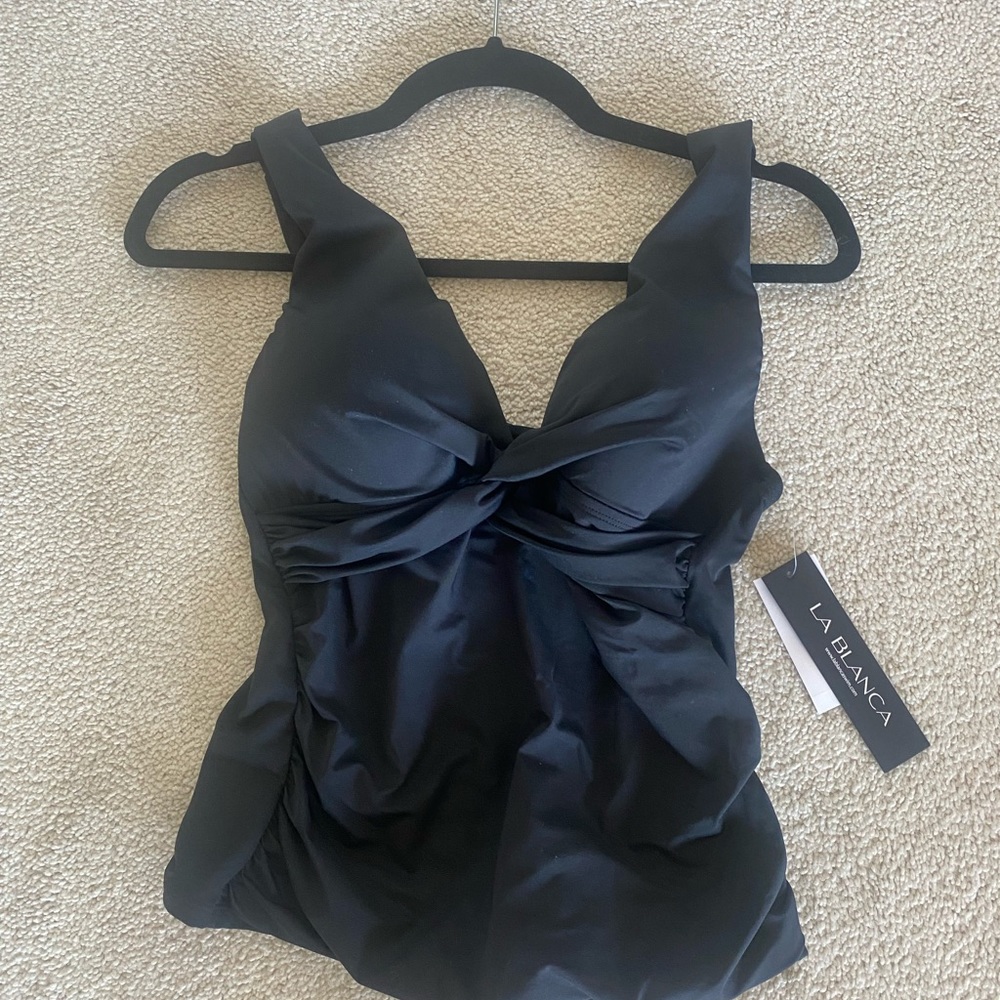 NEW La Blanca Tankini BLACK, front twist NEW/Wtags, Sz 6, tank only